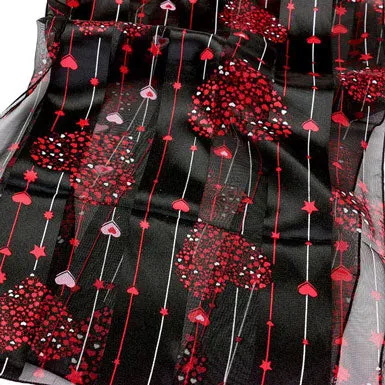 Silk Feel Satin Heart Bouquet Pattern Printed Scarves