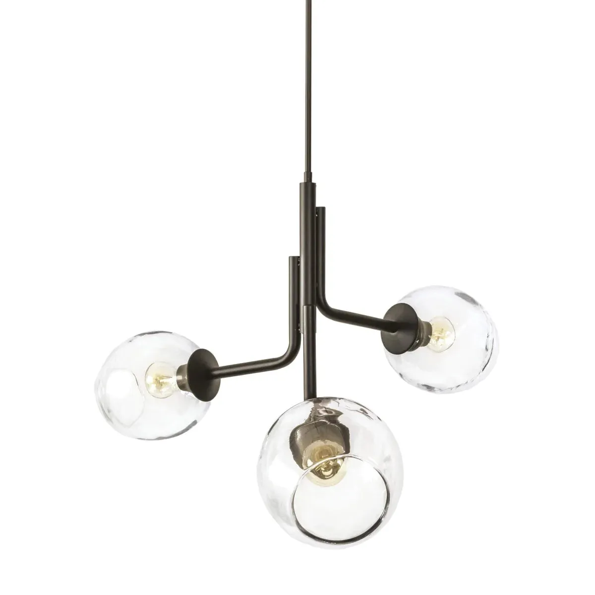 Simon Pearce Caledonia 3 Globe Chandelier - Dark Smoke