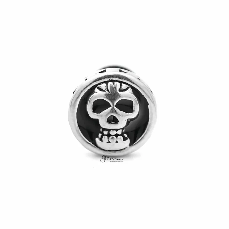 Skull Design Fake Plug Earring - Silver