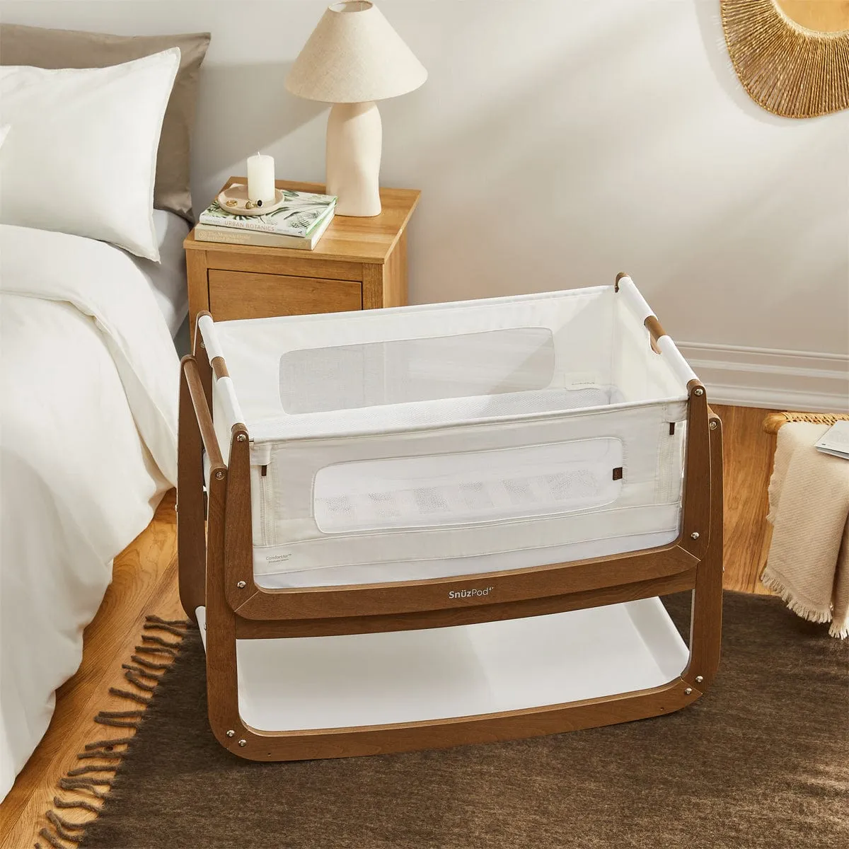 Snuzpod 4 Bedside Crib - The Natural Edit, Walnut