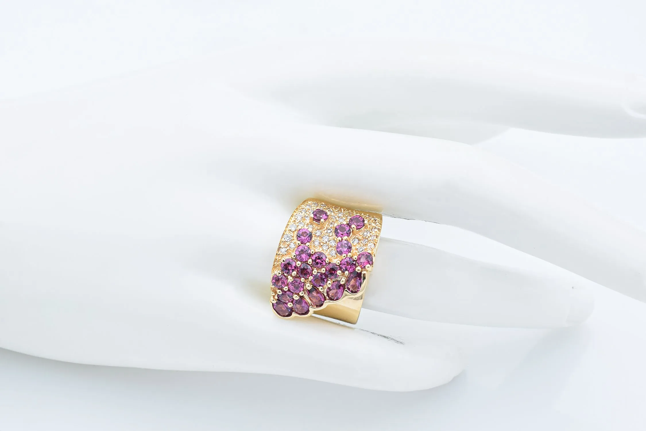 Sonia Bitton 14K Yellow Gold Rhodolite Garnet & 0.49 TCW Diamond Ring Size 7.5