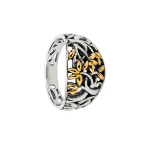 Sterling Silver and 18K Tree of Life Ring (Tapered)