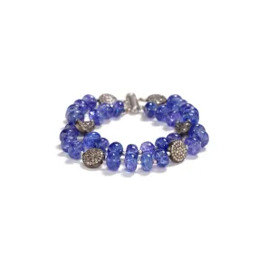 Tanzanite & Diamond Pave Bead Bracelet