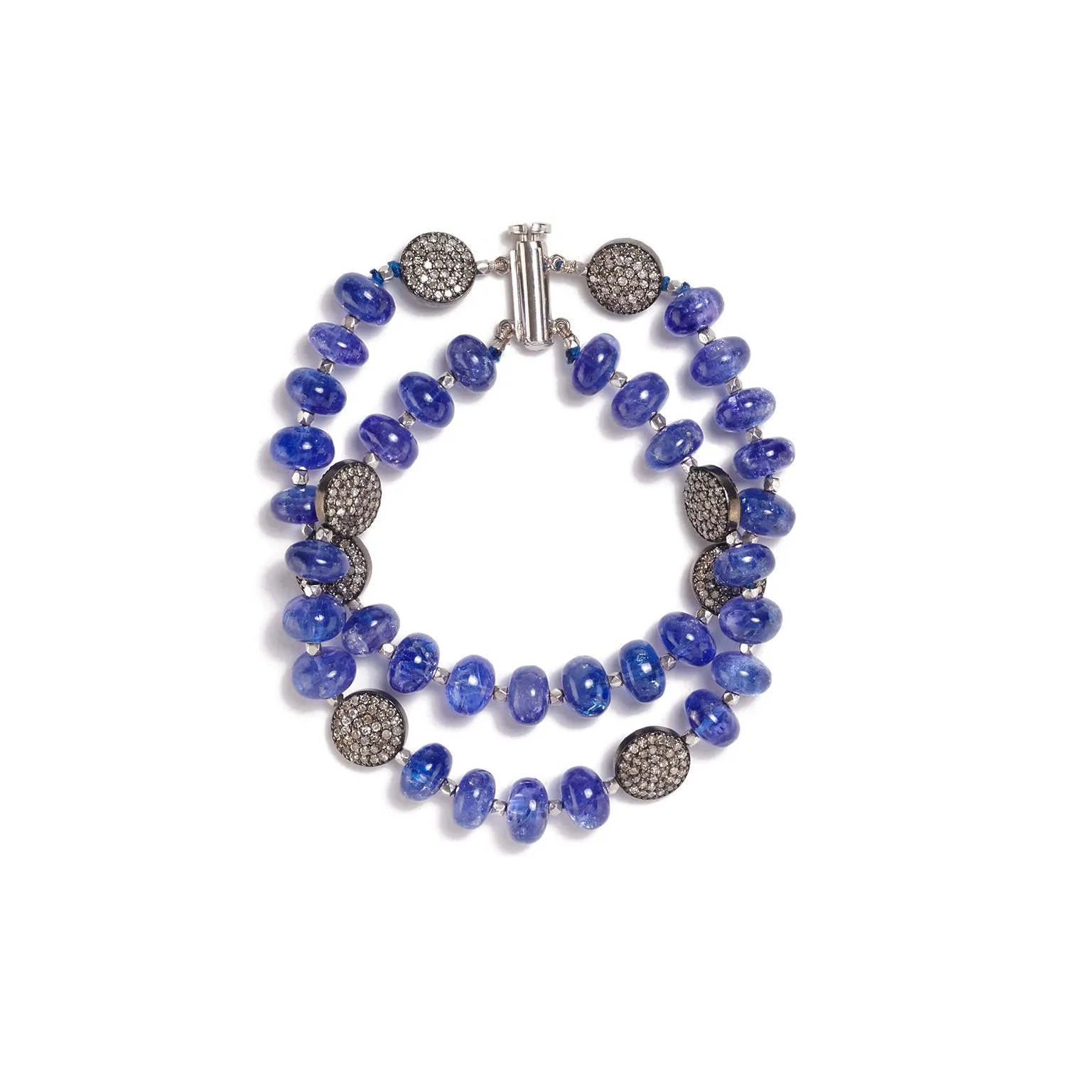 Tanzanite & Diamond Pave Bead Bracelet