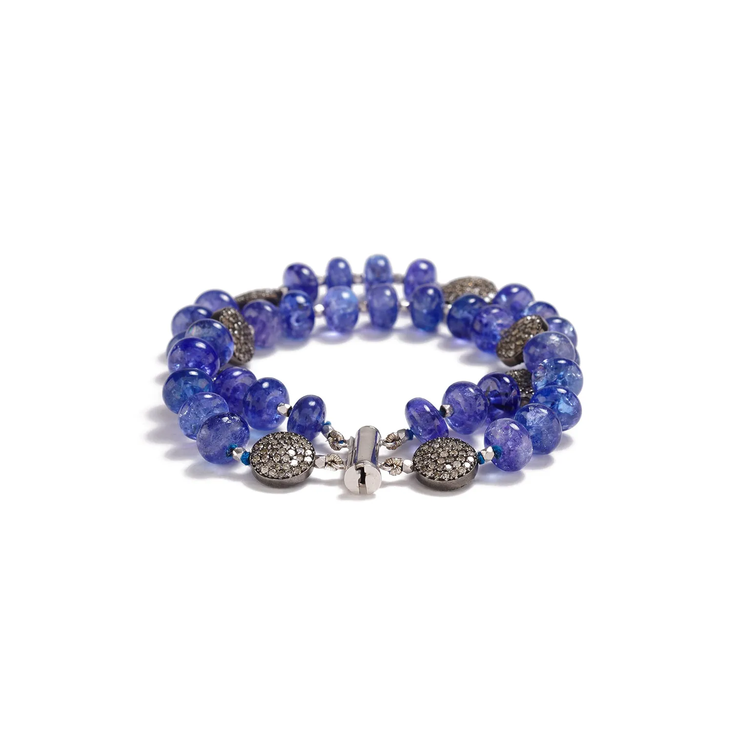 Tanzanite & Diamond Pave Bead Bracelet