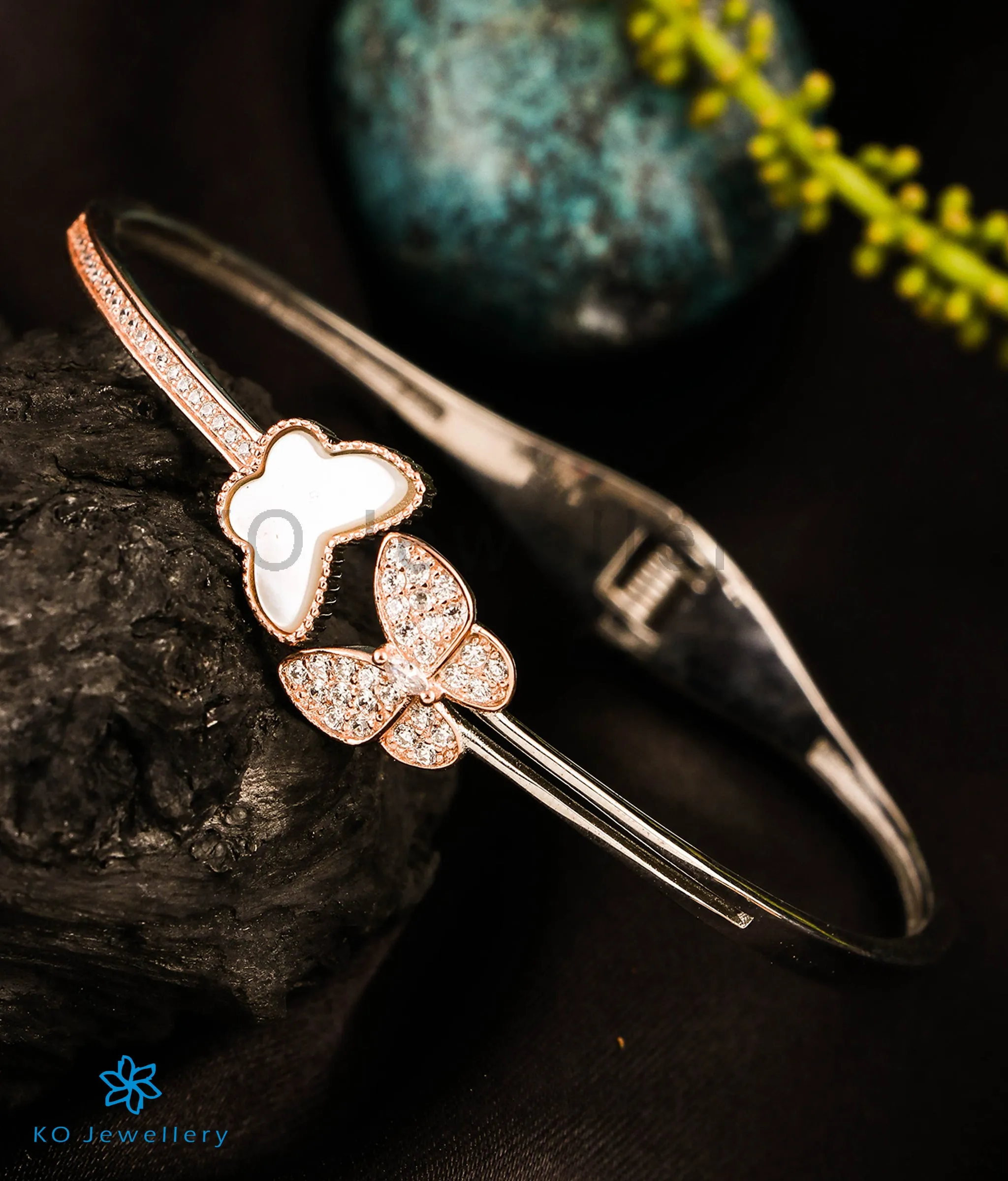 The Romance of the Butterflies Silver 2 tone Bracelet