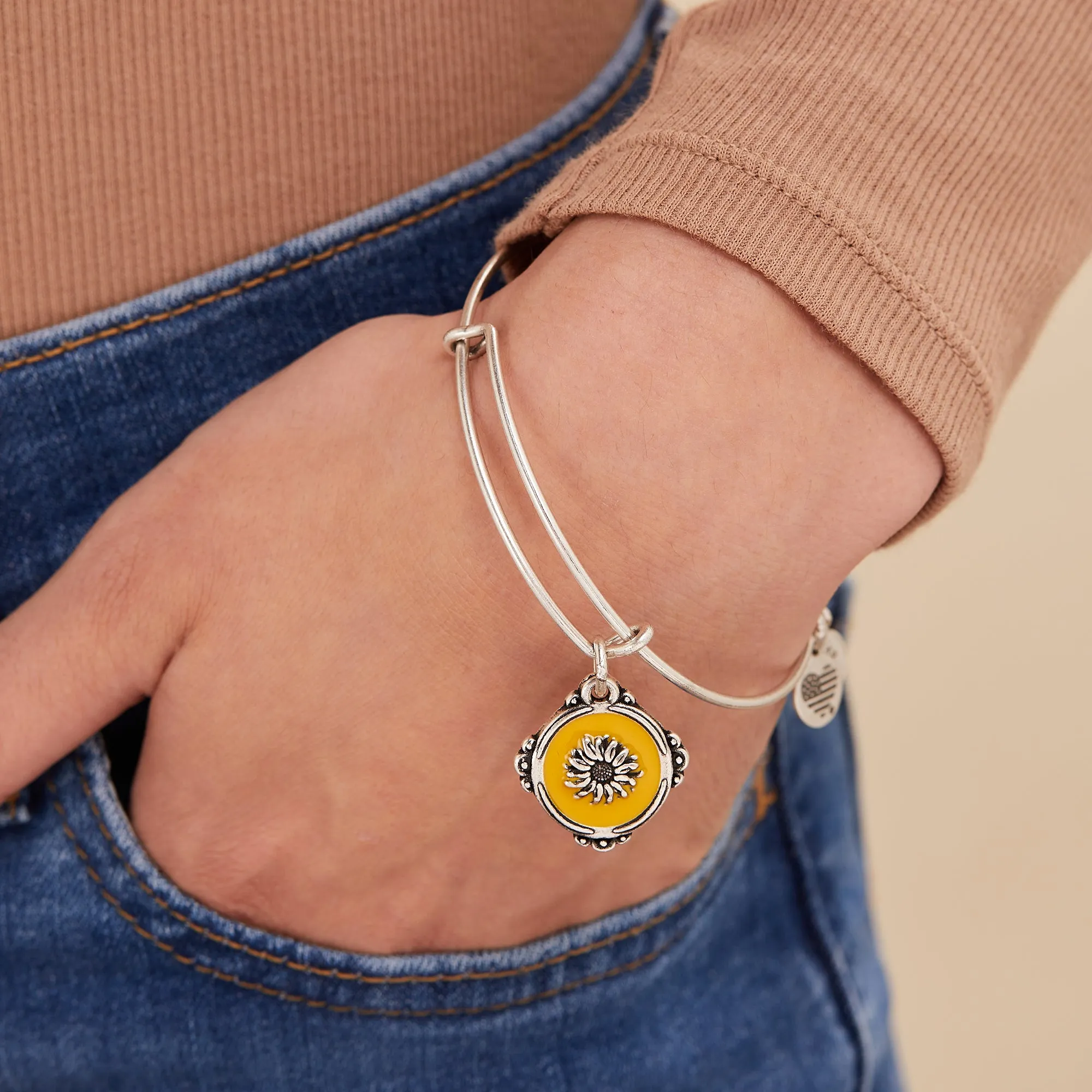 Token of Adoration Sunflower Charm Bangle