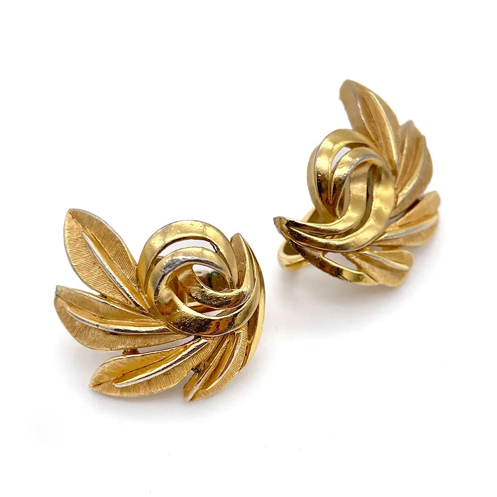 【USA輸入】 ヴィンテージ CROWN TRIFARI リーフ イヤリング/Vintage CROWN TRIFARI Leaf Clip On Earrings