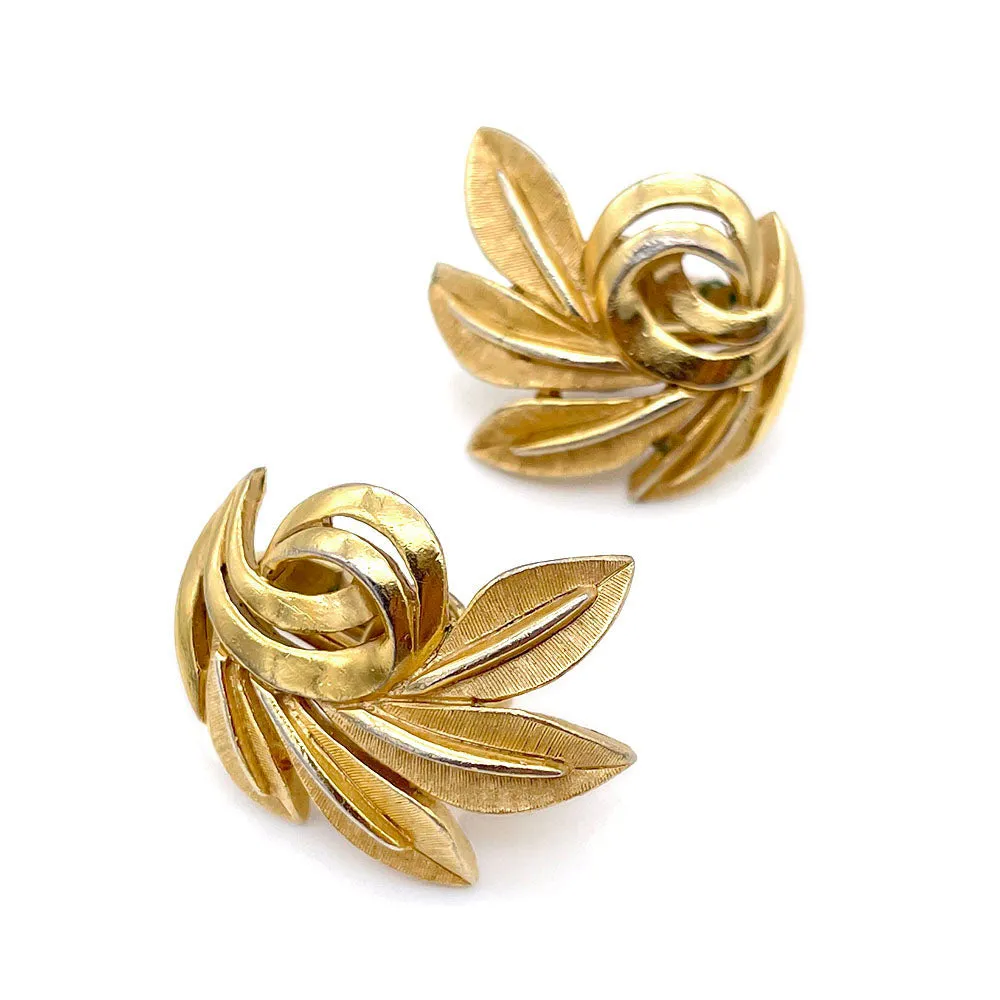 【USA輸入】 ヴィンテージ CROWN TRIFARI リーフ イヤリング/Vintage CROWN TRIFARI Leaf Clip On Earrings