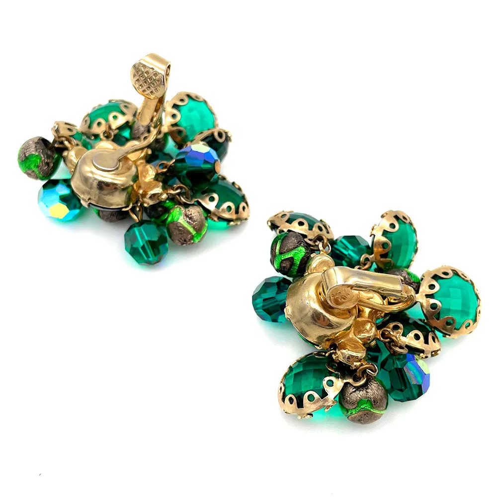 【USA輸入】ヴィンテージ エメラルドグリーン ビジュー イヤリング/Vintage Emerald Green Bijou Clip On Earrings