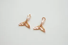 Vermeil Wholesale Rose Gold Dolphin Fin Tail Charm - 18k gold plated over sterling silver, shiny gold Dolphin tail, Gold whale fin tail, 180