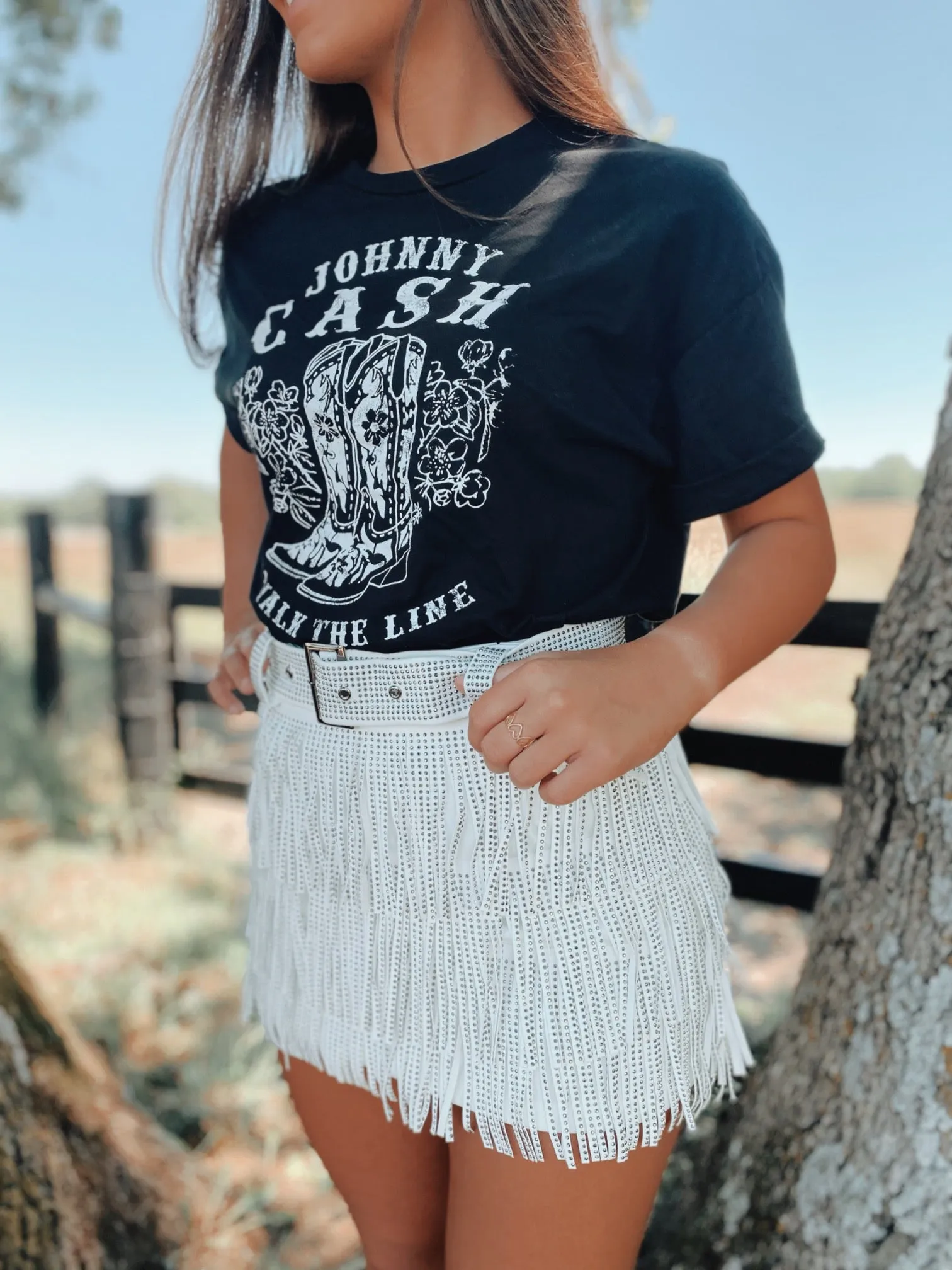 White Fringe Skirt