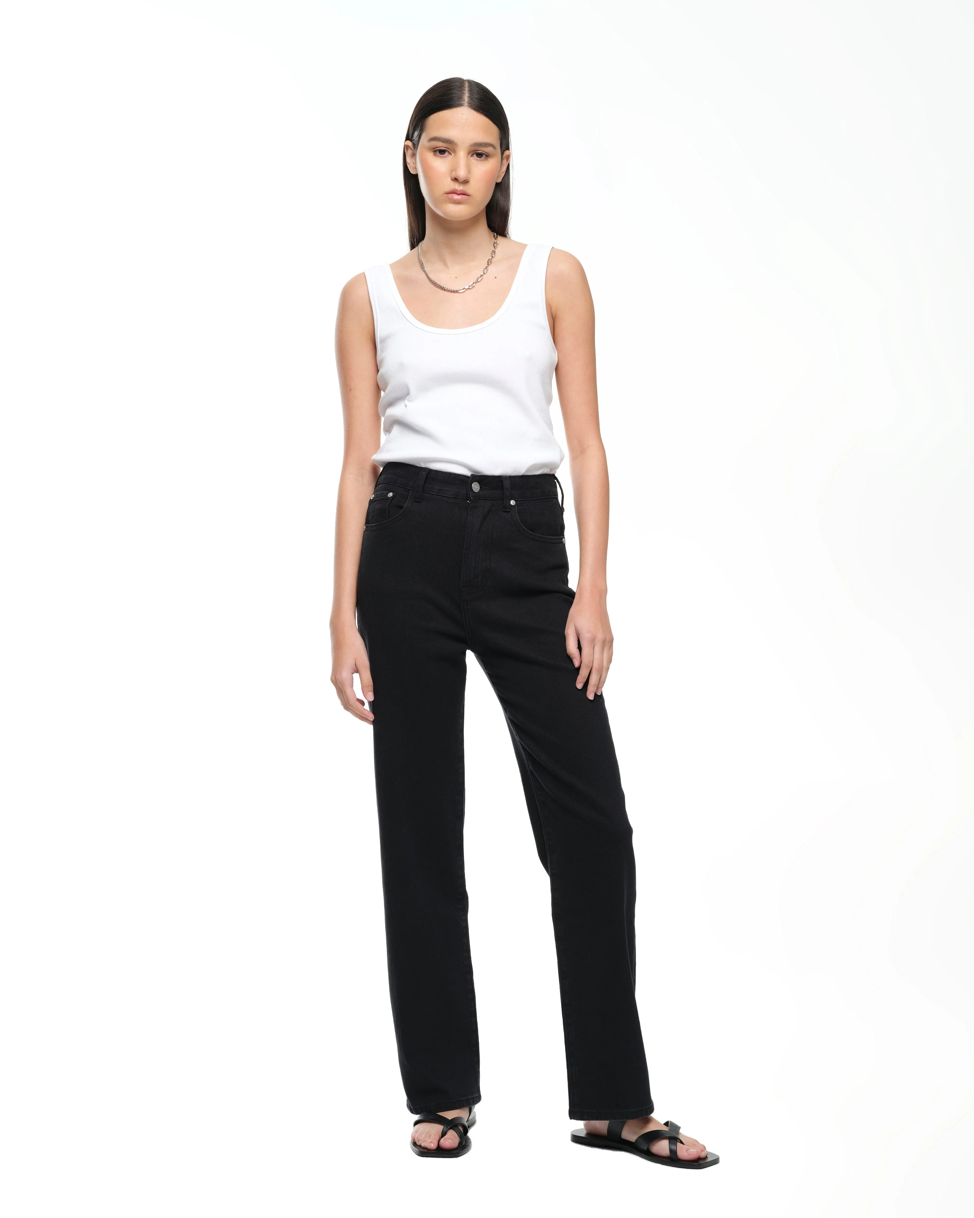 WIDE LEG JEAN - BLACK WASH