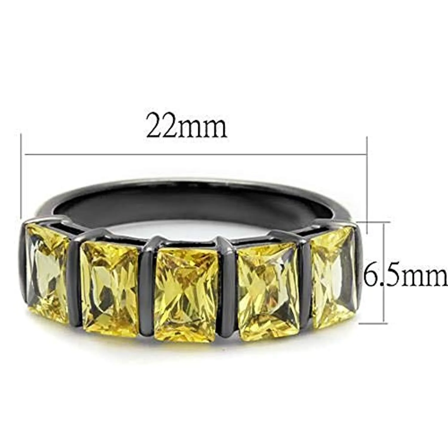 WildKlass Stainless Steel Ring IP Light Black (IP Gun) Women AAA Grade CZ Topaz