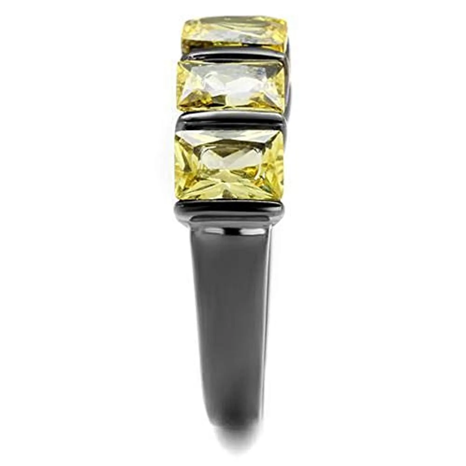 WildKlass Stainless Steel Ring IP Light Black (IP Gun) Women AAA Grade CZ Topaz