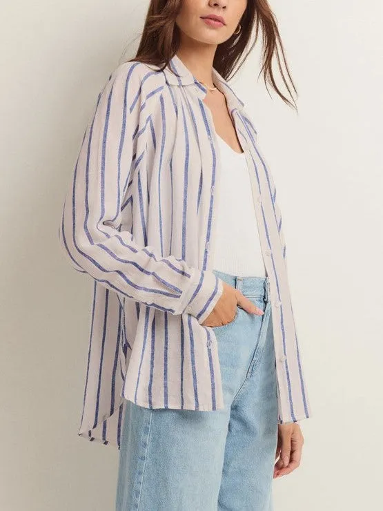 Z SUPPLY Linen Button Up Striped Top