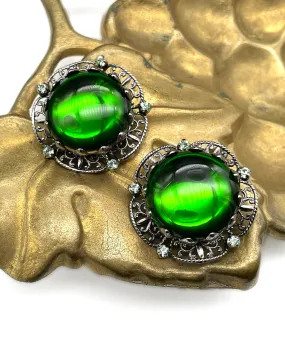 【ドイツ買付】ヴィンテージ SEIBOTH フィリグリー カボション ガラス イヤリング/Vintage SEIBOTH Filigree Glass Clip On Earrings