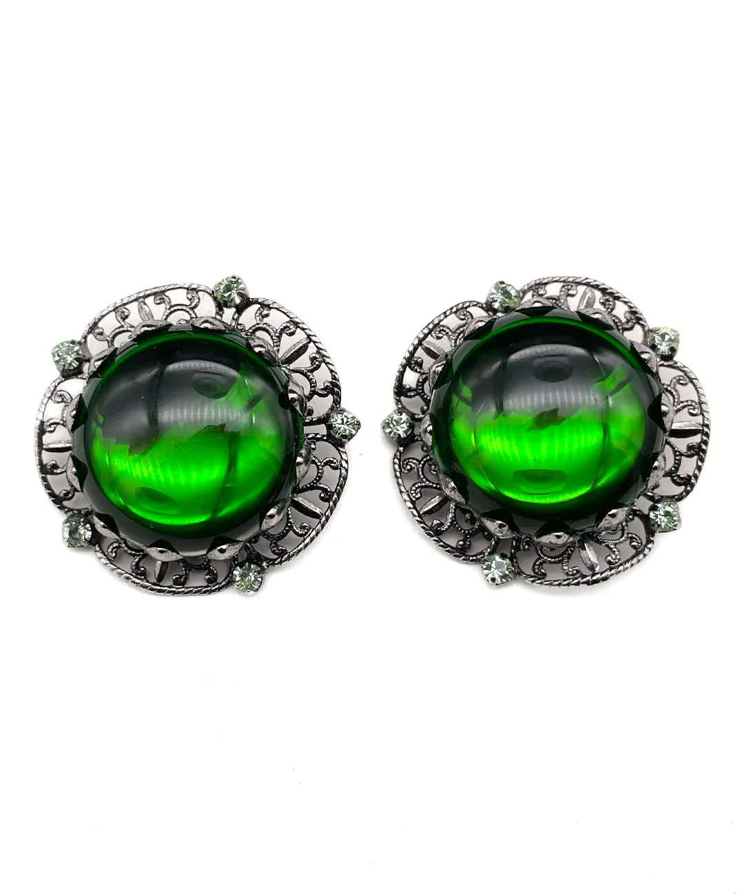 【ドイツ買付】ヴィンテージ SEIBOTH フィリグリー カボション ガラス イヤリング/Vintage SEIBOTH Filigree Glass Clip On Earrings