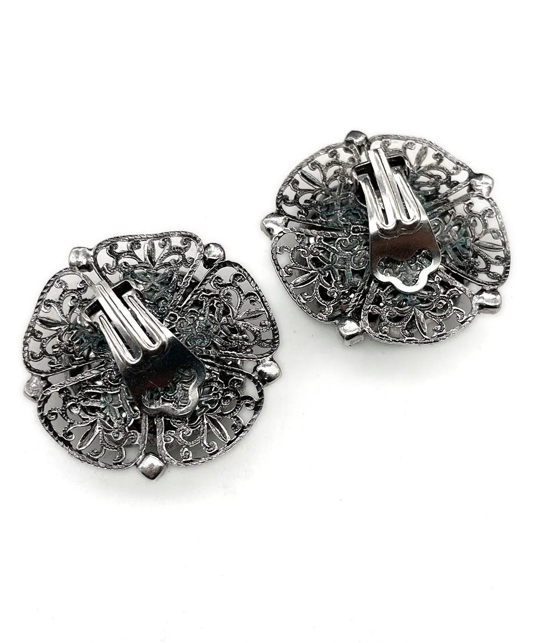 【ドイツ買付】ヴィンテージ SEIBOTH フィリグリー カボション ガラス イヤリング/Vintage SEIBOTH Filigree Glass Clip On Earrings