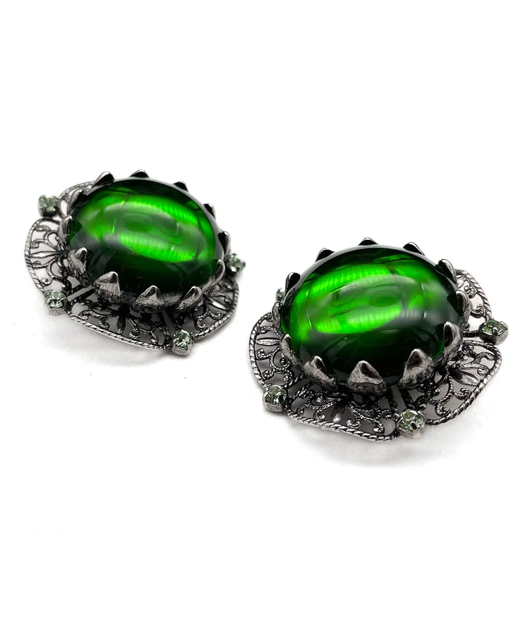 【ドイツ買付】ヴィンテージ SEIBOTH フィリグリー カボション ガラス イヤリング/Vintage SEIBOTH Filigree Glass Clip On Earrings