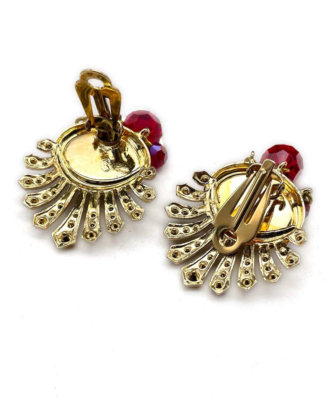 【ドイツ買付】ヴィンテージ SEIBOTH レッド ブラック ビジュー イヤリング/Vintage SEIBOTH Red Black Bijou Clip On Earrings