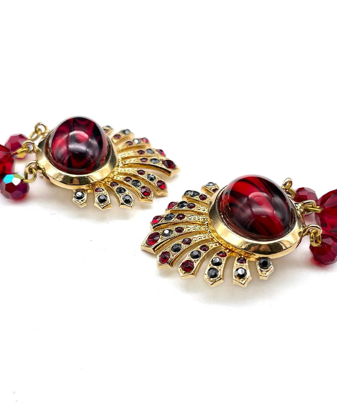 【ドイツ買付】ヴィンテージ SEIBOTH レッド ブラック ビジュー イヤリング/Vintage SEIBOTH Red Black Bijou Clip On Earrings